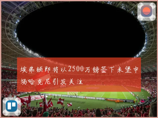 埃弗顿即将以2500万镑签下米堡中场哈克尼引发关注